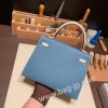 ブルージーン 75/Blue Jean & クレ 10 /Craie シルバー金具  kelly25-096 全手縫い エルメス ケリー25cm 外縫い ヴォーエプソン Epsom