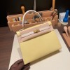 ジョーヌプッサン1Z/ Jaune Poussin & クレ10 /Craie  ゴールド金具  kelly25-097 全手縫い エルメス ケリー25cm 外縫い ヴォーエプソン Epsom