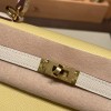 ジョーヌプッサン1Z/ Jaune Poussin & クレ10 /Craie  ゴールド金具  kelly25-097 全手縫い エルメス ケリー25cm 外縫い ヴォーエプソン Epsom
