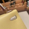 ジョーヌプッサン1Z/ Jaune Poussin & クレ10 /Craie  ゴールド金具  kelly25-097 全手縫い エルメス ケリー25cm 外縫い ヴォーエプソン Epsom