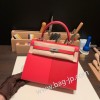 ルージュクー S3/Rouge Cœur & ローズエクストリームI6 /Rose Extreme & ブルーザンジバル B3 /Blue Zanzibar  シルバー金具  kelly25-112 全手縫い エルメス ケリー25cm 外縫い ヴォーエプソン Epsom