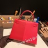 ルージュクー S3/Rouge Cœur & ローズエクストリームI6 /Rose Extreme & ブルーザンジバル B3 /Blue Zanzibar  シルバー金具  kelly25-112 全手縫い エルメス ケリー25cm 外縫い ヴォーエプソン Epsom