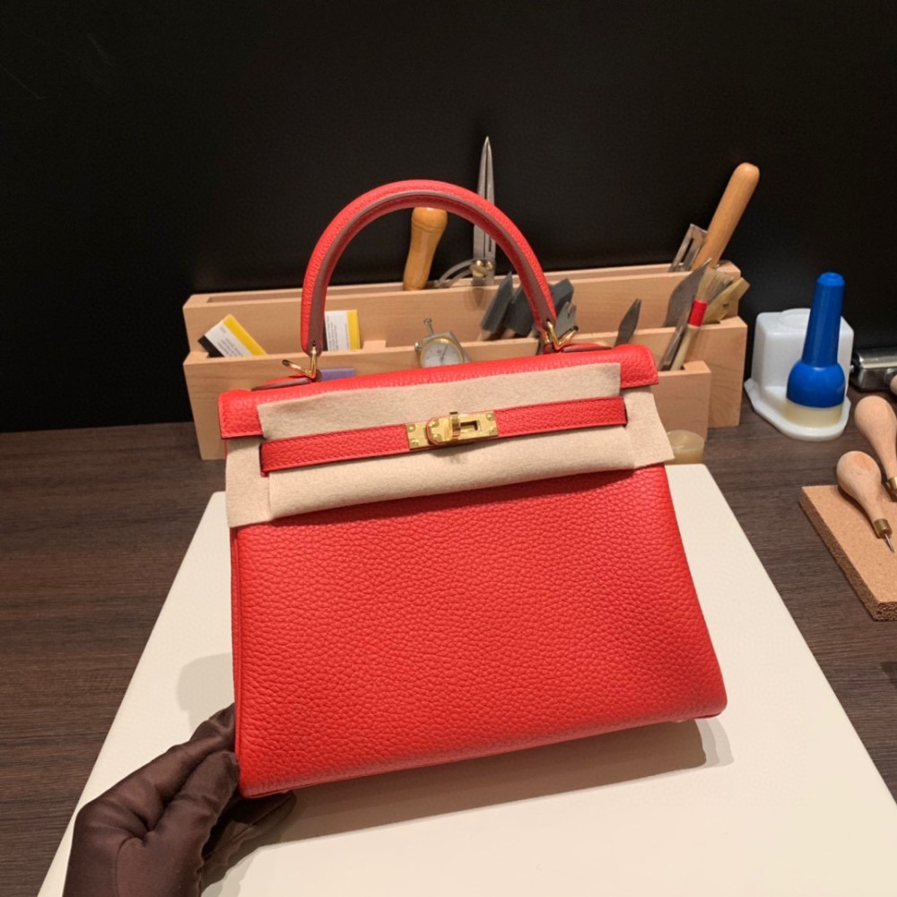 25cm新出荷 ケリー 25 トゴkelly 25cm togo  S3/Rouge Cœur  ルージュクーゴールド金具