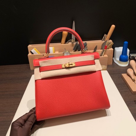 25cm新出荷 ケリー 25 トゴkelly 25cm togo  S3/Rouge Cœur  ルージュクーゴールド金具