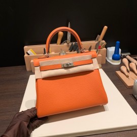 25cm新出荷 ケリー 25トゴ kelly 25cm togo  93 /Orange オレンジシルバー金具