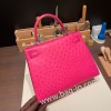エルメス ケリー 28cm Kelly 28cm  Ostrich オーストリッチ ローズキャンディ 8T /Rose Candy シルバー金具 kelly28-007 全手縫い