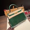 Shiny Crocodile  ヴェールフォンセ 67 /Vert Fonce  ゴールド金具  kelly28-009 全手縫い エルメス ケリー 28cm Kelly 28cm