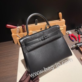 エルメス ケリー 28cm Kelly 28cm  box ボックスカーフ  ブラック 89 /Black (Noir)   Black Hardware    kelly28-012 全手縫い