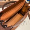 エルメス ケリー 32 Kelly 32cm Ostrich  Étoupe ck37 /Gold &エトゥープ 18 /Étoupe Grey & ショコラ 47 /Chocolat シルバー金具 kelly32-003 全手縫い