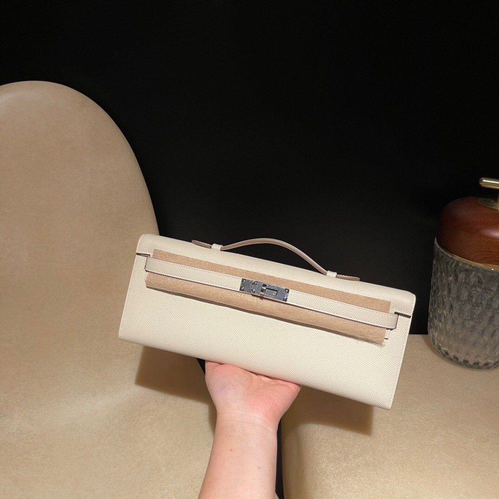 ヴォーエプソン Epsom 10/Craie クレ  kellycut-003 全手縫い エルメス HERMES ケリーカット Kelly Cut 