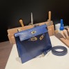 ブルーサフィール 73 /Blue Saphir ゴールド金具  kellydanse-006 全手縫い エルメス ケリーダンス Kelly Dance  リザードナチュラ Lizard  