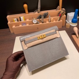 グレーパリ 8M /Paris Grey  ゴールド金具  kellydanse-008 全手縫い エルメス ケリーダンス Kelly Dance  リザードナチュラ Lizard  