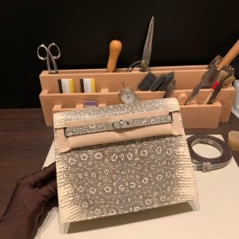 グリアスファルト M8/Gris Asphalt シルバー金具  kellydanse-011 全手縫い エルメス ケリーダンス Kelly Dance  リザードナチュラ Lizard  