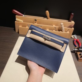 ブルーサフィール 73 /Blue Saphir & 71 /Blue France シルバー金具  kellydanse-019 全手縫い エルメス ケリーダンス Kelly Dance evercolor エバーカラー