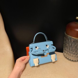 エルメス ケリードールピクトdole picto 7N/ Celeste シルバー金具 全手縫い  エルメス ケリードールピクトKelly  dole 