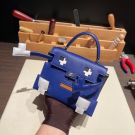picto08 / bleu royal シルバー金具 全手縫い エルメス ケリードールピクトKelly  dole 