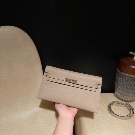 エルメス ショルダーバッグ レディース HERMES ケリー エラン Elan  シェブルミゾル Chevre シェブルミゾル Chevre 81/Gris Tourterelle トゥルティエールグレー kellyelan-006 全手縫い