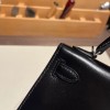 エルメスケリーミニ Kelly bag miniMini Kelly New stock  box  ボックスカーフ ブラック 89/ Black (Noir) シルバー金具 kellymini-008 全手縫い