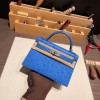エルメスケリーミニ Kelly bag miniMini Kelly New stock  オーストリッチ ostrich ミコノス 7Q/ Mykonos シルバー金具 kellymini-014 全手縫い
