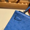 エルメスケリーミニ Kelly bag miniMini Kelly New stock  オーストリッチ ostrich ミコノス 7Q/ Mykonos シルバー金具 kellymini-014 全手縫い