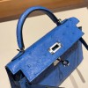 エルメスケリーミニ Kelly bag miniMini Kelly New stock  オーストリッチ ostrich ミコノス 7Q/ Mykonos シルバー金具 kellymini-014 全手縫い