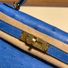 エルメスケリーミニ Kelly bag miniMini Kelly New stock  オーストリッチ ostrich ミコノス 7Q/ Mykonos ゴールド金具   kellymini-020 全手縫い