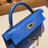 エルメスケリーミニ Kelly bag miniMini Kelly New stock  オーストリッチ ostrich ミコノス 7Q/ Mykonos ゴールド金具   kellymini-020 全手縫い