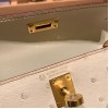 エルメスケリーミニ Kelly bag miniMini Kelly New stock  オーストリッチ ostrich パルシュマン 3C /Parchemin ゴールド金具 kellymini-026 全手縫い