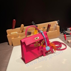 エルメスケリーミニ Kelly bag miniMini Kelly New stock  シェブルミゾル  Chevre ローズエクストリーム I6 /Rose Extreme ゴールド金具 kellymini-031 全手縫い