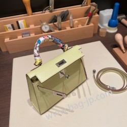 エルメスケリーミニ Kelly bag miniMini Kelly New stock  シェブルミゾル  Chevre ジョーヌブルジョン R9 /Jaune Bourgeon シルバー金具 kellymini-034 全手縫い