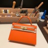 エルメスケリーミニ Kelly bag miniMini Kelly New stock  シェブルミゾル  Chevre オレンジ 93 /Orange ゴールド金具 kellymini-035 全手縫い