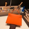 エルメスケリーミニ Kelly bag miniMini Kelly New stock  シェブルミゾル  Chevre オレンジ 93 /Orange ゴールド金具 kellymini-035 全手縫い
