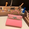エルメスケリーミニ Kelly bag miniMini Kelly New stock  シェブルミゾル  Chevre ローズコンフェッティ 1Q/Rose Confetti シルバー金具 kellymini-039 全手縫い