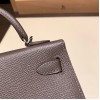 エルメスケリーミニ Kelly bag miniMini Kelly New stock  ヴォーエプソン Epsom エタン 8F /Etain シルバー金具 kellymini-053 全手縫い