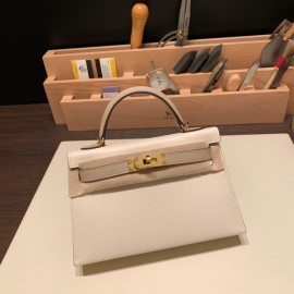 ヴォーエプソン Epsom クレ10 /Craie & トレンチ S2 /Trench ゴールド金具 kellymini-056 全手縫い  エルメスケリーミニ Kelly bag miniMini Kelly  New stock 
