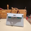 エルメスケリーミニ Kelly bag miniMini Kelly New stock  ヴォーエプソン Epsom アズール 7R/ Azur & ヴェールジェイド O6/Vert Jade & ゴールド 37 /Gold シルバー金具 kellymini-066 全手縫い