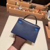 エルメスケリーミニ Kelly bag miniMini Kelly New stock  ヴォーエプソン Epsom ブルーサフィール 73 /Blue Saphir & ブルーフランス 71 /Blue France& 89/ Black シルバー金具 kellymini-070 全手縫い