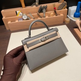 ヴォーエプソン Epsom グリメイヤー 0L/ Gris Meyer シルバー金具 kellymini-075 全手縫い  エルメスケリーミニ Kelly bag miniMini Kelly  New stock 