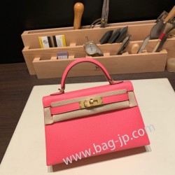 エルメスケリーミニ Kelly bag miniMini Kelly New stock  ヴォーエプソン Epsom ローズアザレ 8W /Rose Azalee ゴールド金具 kellymini-081 全手縫い