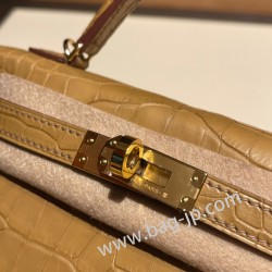 エルメスケリーミニ Kelly bag miniMini Kelly New stock  Alligateor  クラフト 2H/Kraft ゴールド金具 kellymini-100 全手縫い