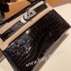 エルメスケリーミニ Kelly bag miniMini Kelly New stock  Alligateor ブラック 89/ Black (Noir) シルバー金具 kellymini-102 全手縫い