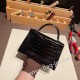 エルメスケリーミニ Kelly bag miniMini Kelly New stock  Alligateor ブラック 89/ Black (Noir) シルバー金具 kellymini-102 全手縫い