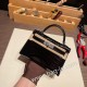 エルメスケリーミニ Kelly bag miniMini Kelly New stock  Alligateor ブラック 89/ Black (Noir) シルバー金具 kellymini-102 全手縫い