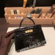 エルメスケリーミニ Kelly bag miniMini Kelly New stock  Alligateor crocodile ブラック 89 /Black (Noir) ゴールド金具 kellymini-105 全手縫い