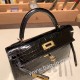 エルメスケリーミニ Kelly bag miniMini Kelly New stock  Alligateor crocodile ブラック 89 /Black (Noir) ゴールド金具 kellymini-105 全手縫い