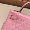 エルメスケリーミニ Kelly bag miniMini Kelly New stock  Alligateor crocodile  ピンク 5P /Pink ゴールド金具 kellymini-109 全手縫い