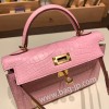 エルメスケリーミニ Kelly bag miniMini Kelly New stock  Alligateor crocodile  ピンク 5P /Pink ゴールド金具 kellymini-109 全手縫い
