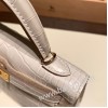 エルメスケリーミニ Kelly bag miniMini Kelly New stock  Alligateor crocodile ベトン 8L/Beton (Béton) ゴールド金具 kellymini-111 全手縫い