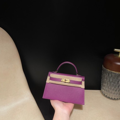ゴールド金具 P9 /Anemone アネモネ  ヴォーエプソン Epsom  全手縫い  エルメスケリーミニ Kelly mini 30  シルバー金具