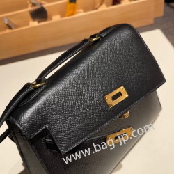 エルメス両面ケリー 不規則なデザイン ヴォーエプソン 89/Black (Noir) ブラック ゴールド金具   kelly-new-001 全手縫い